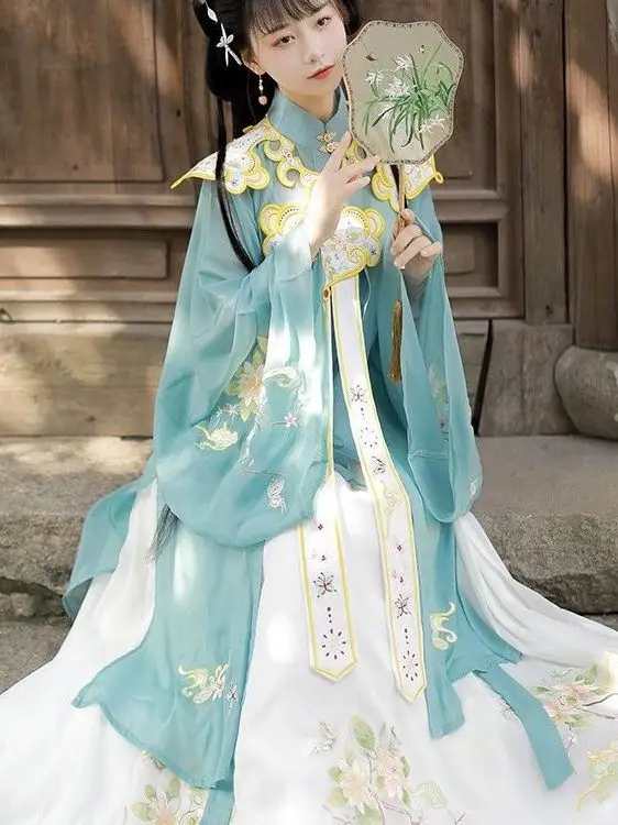 Robe de la dynastie Ming pour femme, Hanfu initié par le nuage, Costume de danse folklorique, Style prairie, Rétro traditionnel chinois, Élégant et nickel é