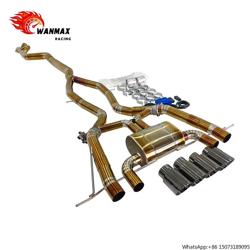 Valved Exhaust System for  G80 M3 Competition Twin-Turbo, Full Cat-Back with Carbon Fiber Tips, Remote Control