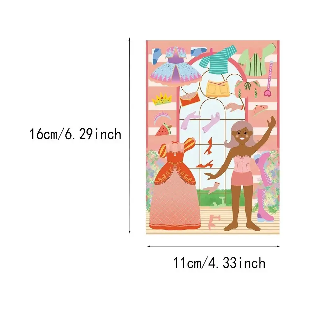 8PCS New Cute Princess Dress Up Puzzle Stickers Reusable Creative Skateboard Stickers Cartoon Waterproof Luggage Sticker