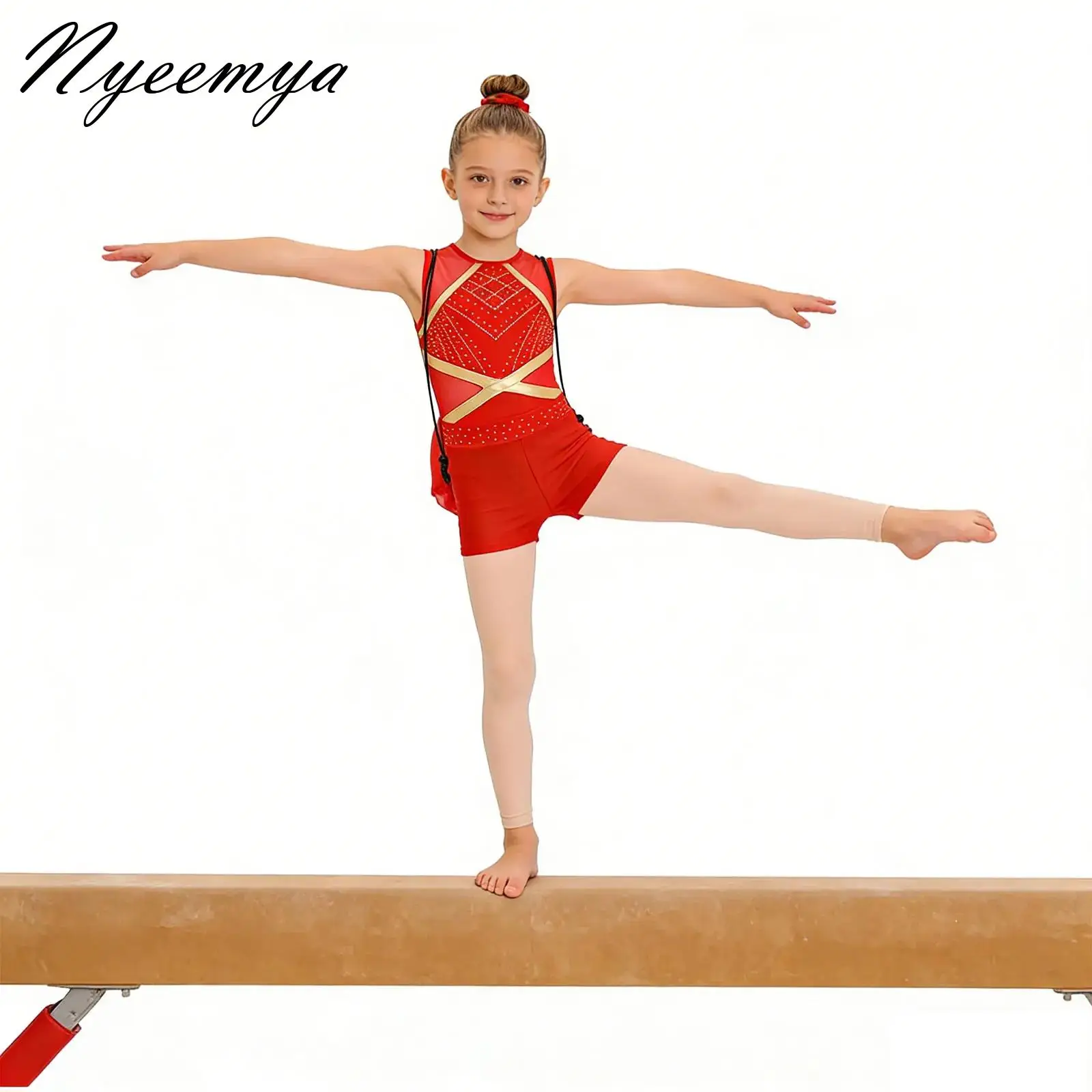 

Sleeveless Shiny Rhinestone Gymnastics Dance Clothes for Kids Girls Rhythmic Gymnastics Figure Skating Ballet Jersey Leotard