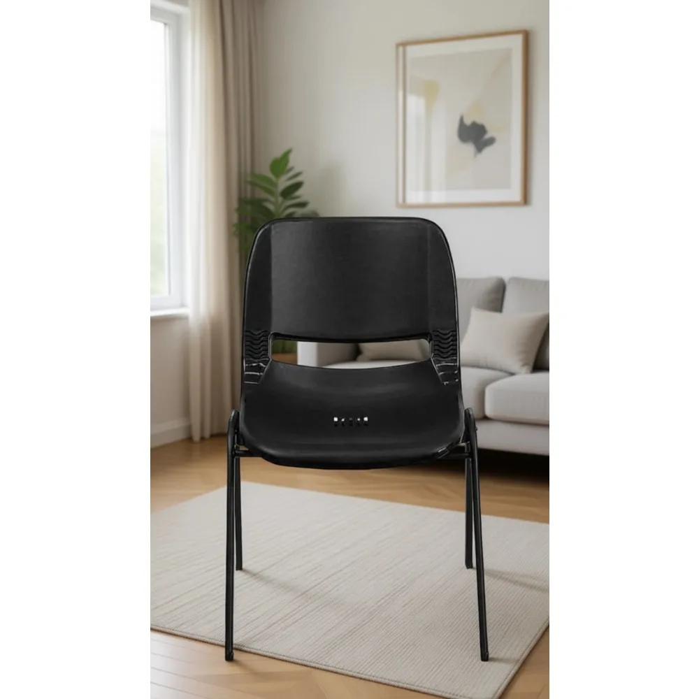880 lb Capacity Black Ergonomic Stack Chair with Frame | Classroom Ready