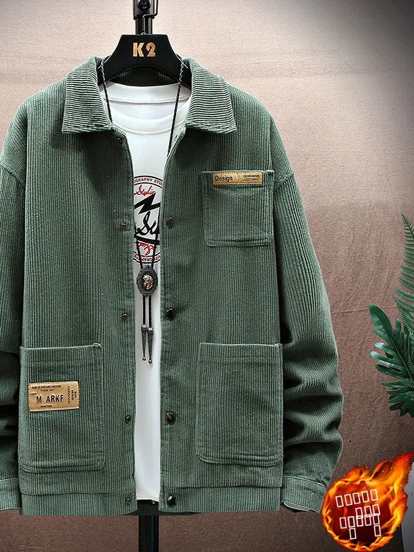 

Мужская вельветовая куртка American Sle с воротником свободного кроя на подкладке, зимняя теплая верхняя одежда в Корейском стиле Sle Long Sve