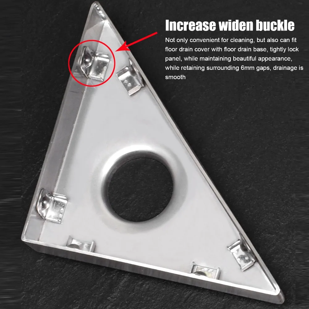 304 Stainless Steel Floor Drain Concealed Triangular Shower Floor Drain Removable Patterned Grate Anti-Clog Floor Strainer Home