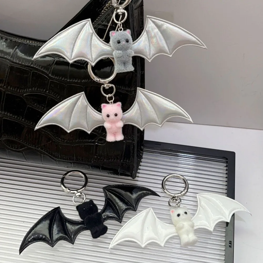 Fashion Y2K Flocking Bear Keychain Pile Coating Mini Bat Bear Keyring Animal Cute Bag Pendant Bag Hanging