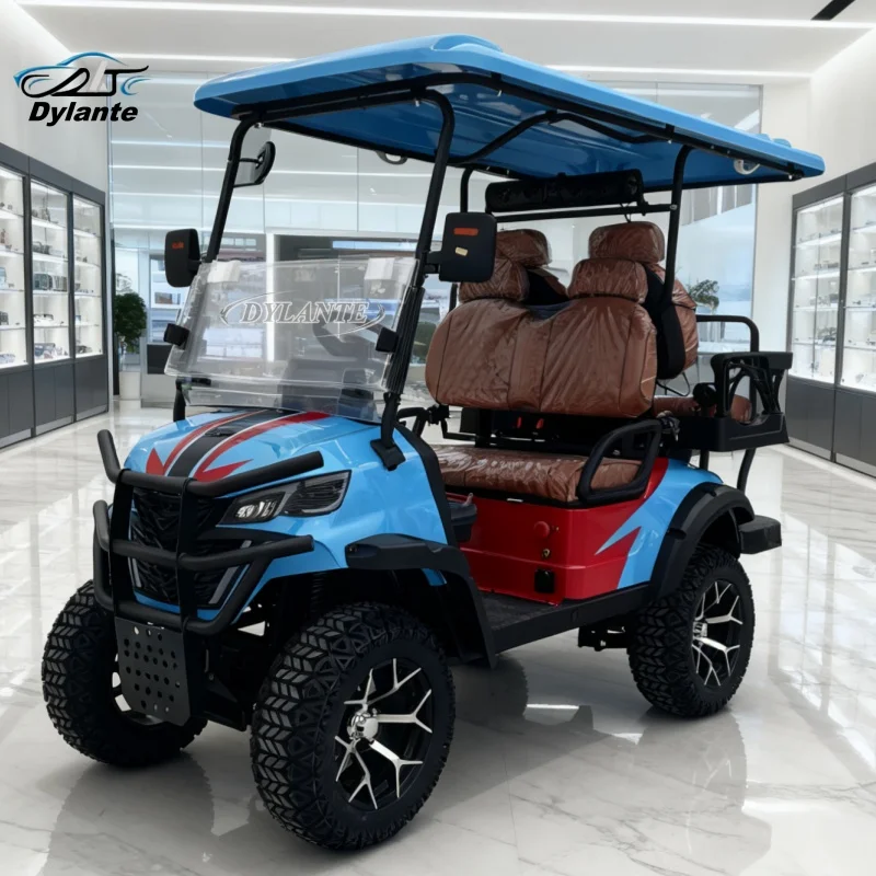 عربة جولف مصنوعة في الصين ببطارية ليثيوم ذات 4 مقاعد مصنوعة من سبائك الألومنيوم بالكامل ومجهزة بمحرك تيار متردد 72 فولت 5 كيلو وات مناسبة لدورات الجولف #1