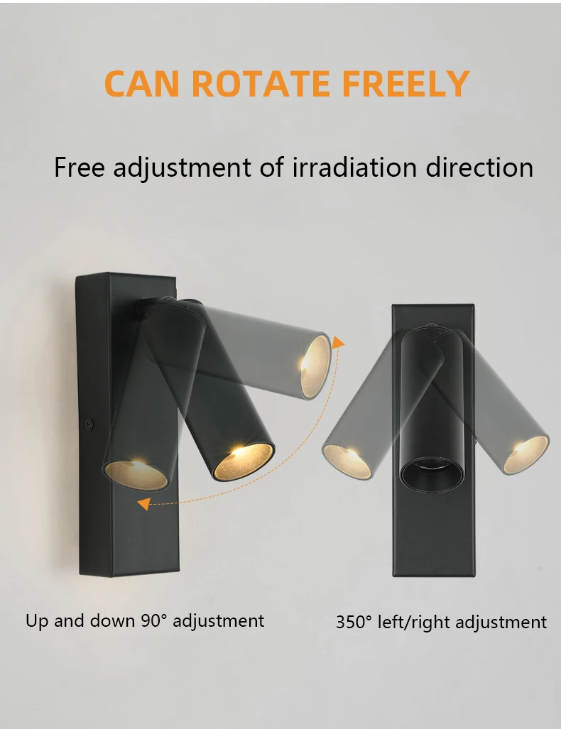 Rotatable Reading LED 3W Wall Sconce Lamp simple for Bedroom Bedside Hotel Modern Wall Lights Black White Bronze Brass