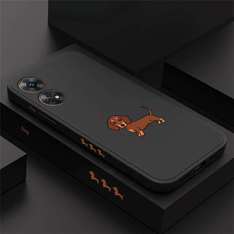 Cartoon Dachshund Dog Phone Case For OPPO Reno 8T 8 Pro 7 6 5 4 Lite 2Z 7Z 5Z 4F 5F 2F Silicon Soft Lens Protect Back Cover Etui