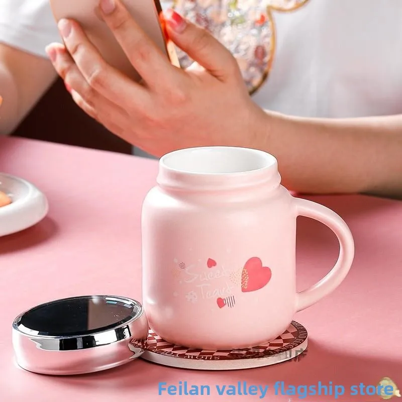 

Korean Sle Cute Cartoon Rabbit Mirror Surface Cerc Cup Office Coffee Milk Cup Creative Coffee Milk Cerc Cup