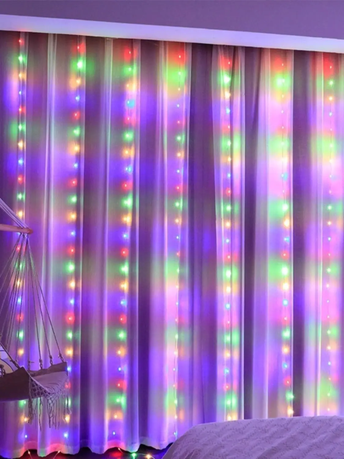 

Curtain lights with 8 functions, USB remote control, timed copper wire light string, Christmas decoration lights