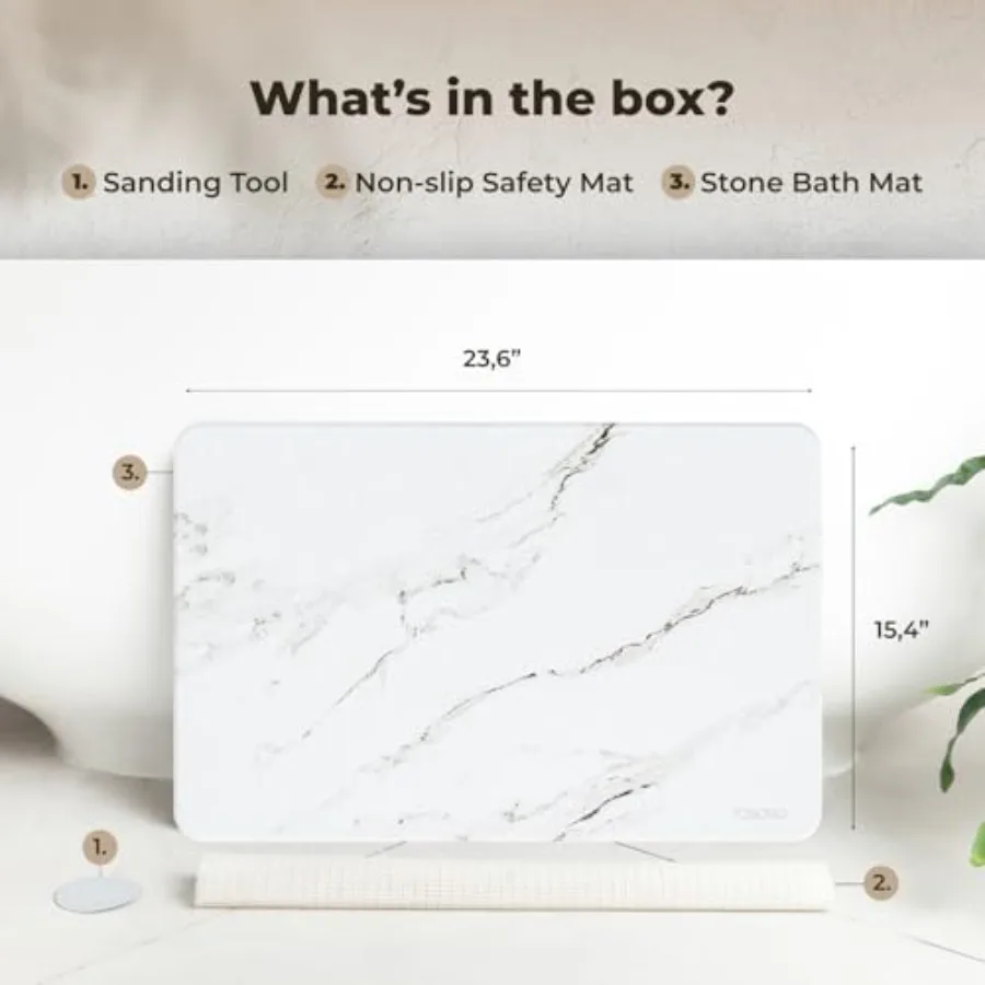 Stone Bath Mat Diatomaceous Earth Shower Mat Non-Slip Super Absorbent Diatomite Stone Bath Mats for Bathroom Floor Quick Drying