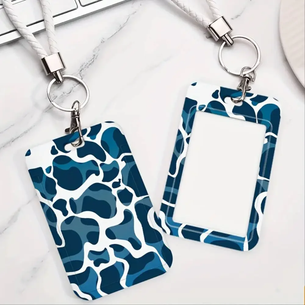 Blue Camouflage ID Card Holder Plastic Window Card Case For Doctor Nurse Staff Credit Debit Card Stylish Multi Useory