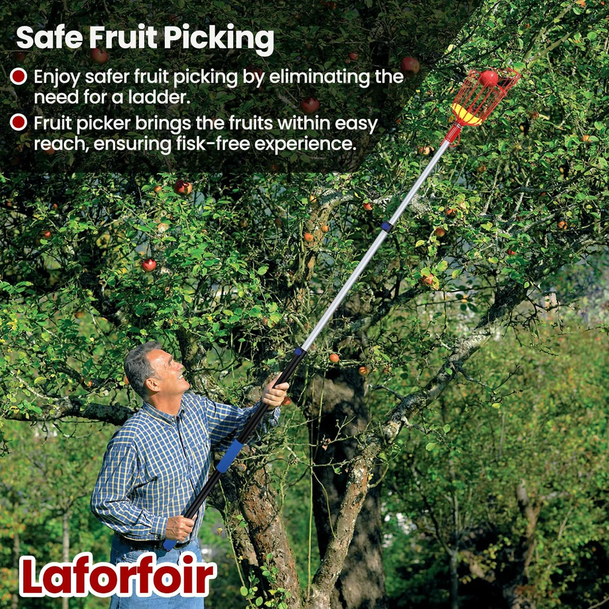 Fruit Picking Picker High Altitude Telescopic Collector Pole Plukker Collect Tool Fruits Trees Catcher
