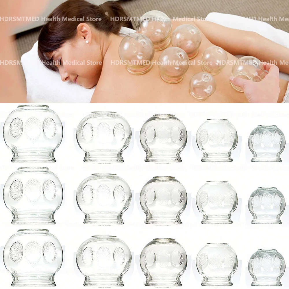 5PCS Medical Grade Glass Cupping Therapy Professional Vacuum Cupping Therapy Equipment Thick Chinese Acupoint Relieve Fatigue