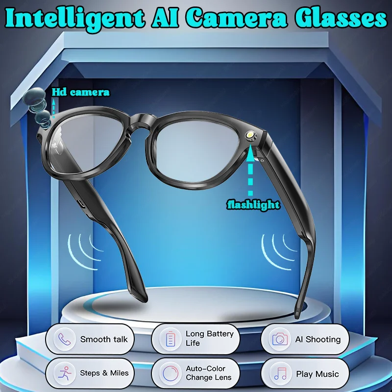 New For Xiaomi AI Camera, Video Camera, Music, Call, Voice Assistant, Automatic Color Changing Lens Smart Glasses men and women