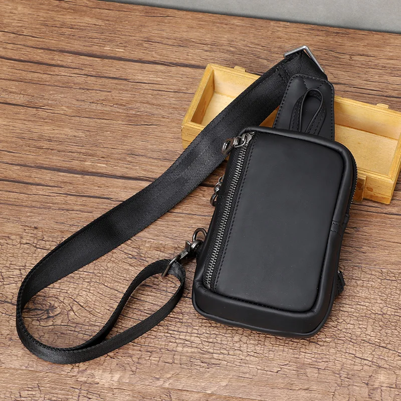 Mini Mens Shoulder Bag Genuine Leather Men Chest Bag Man Sling Crossbody Bag for Male 2022 Small Messenger Travel Phone Bag Pack