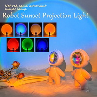 LED Seven Colors Light Astronaut Light 360Degree Rotation Rainbow Projection Sunset Light Night Light Rechargeable Ambient Light