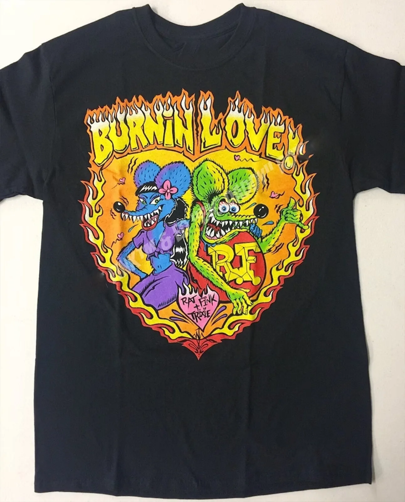 Rat Fink Burnin Love T Shirt Ed Big Daddy Roth Mens Black S 5Xl Pc125