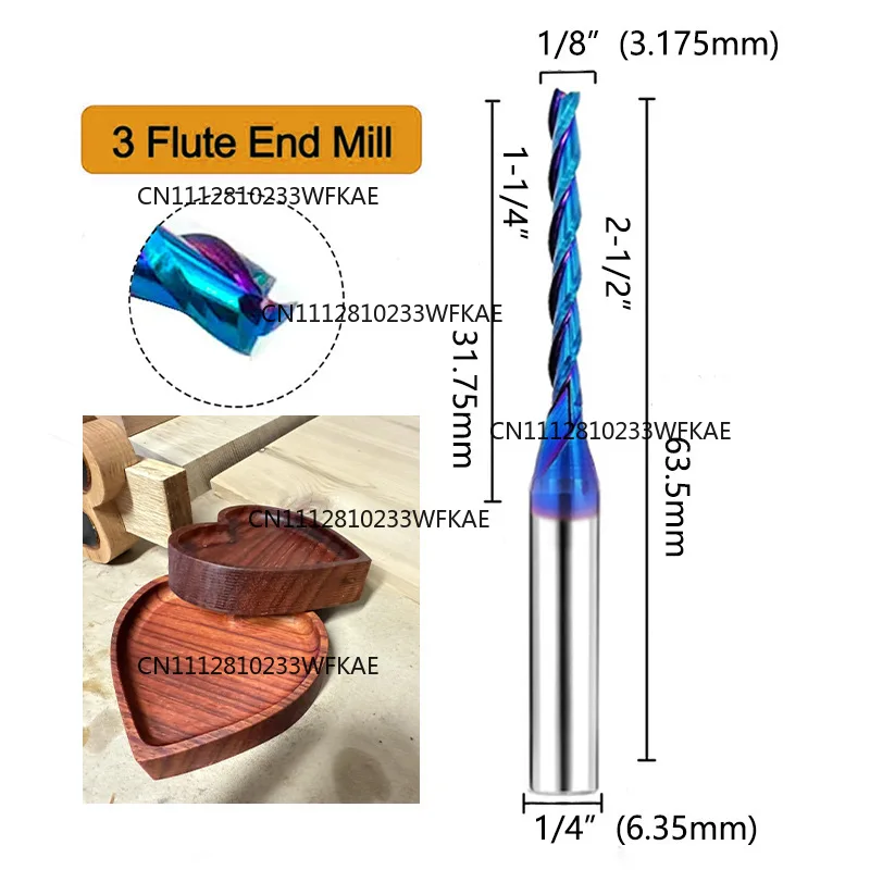 Three-edge taper flat-head milling cutter, extra-long spiral CNC, solid carbide slotting cutter