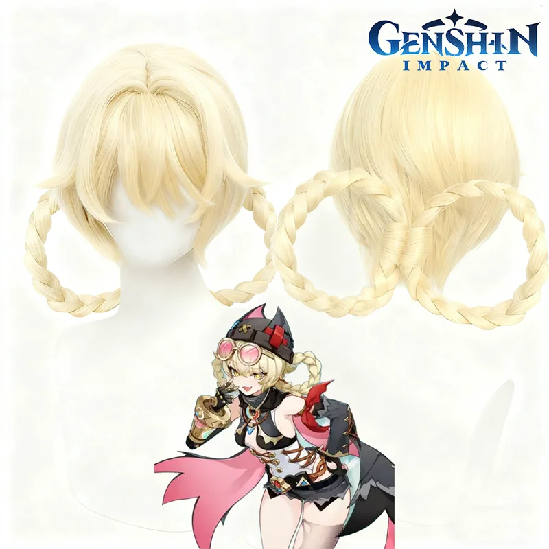 

Game Genshin Impact Jahoda Adult Cosplay Wig Short Light Golden Hair Heat Resistant Synthetic Wigs Halloween Party Props