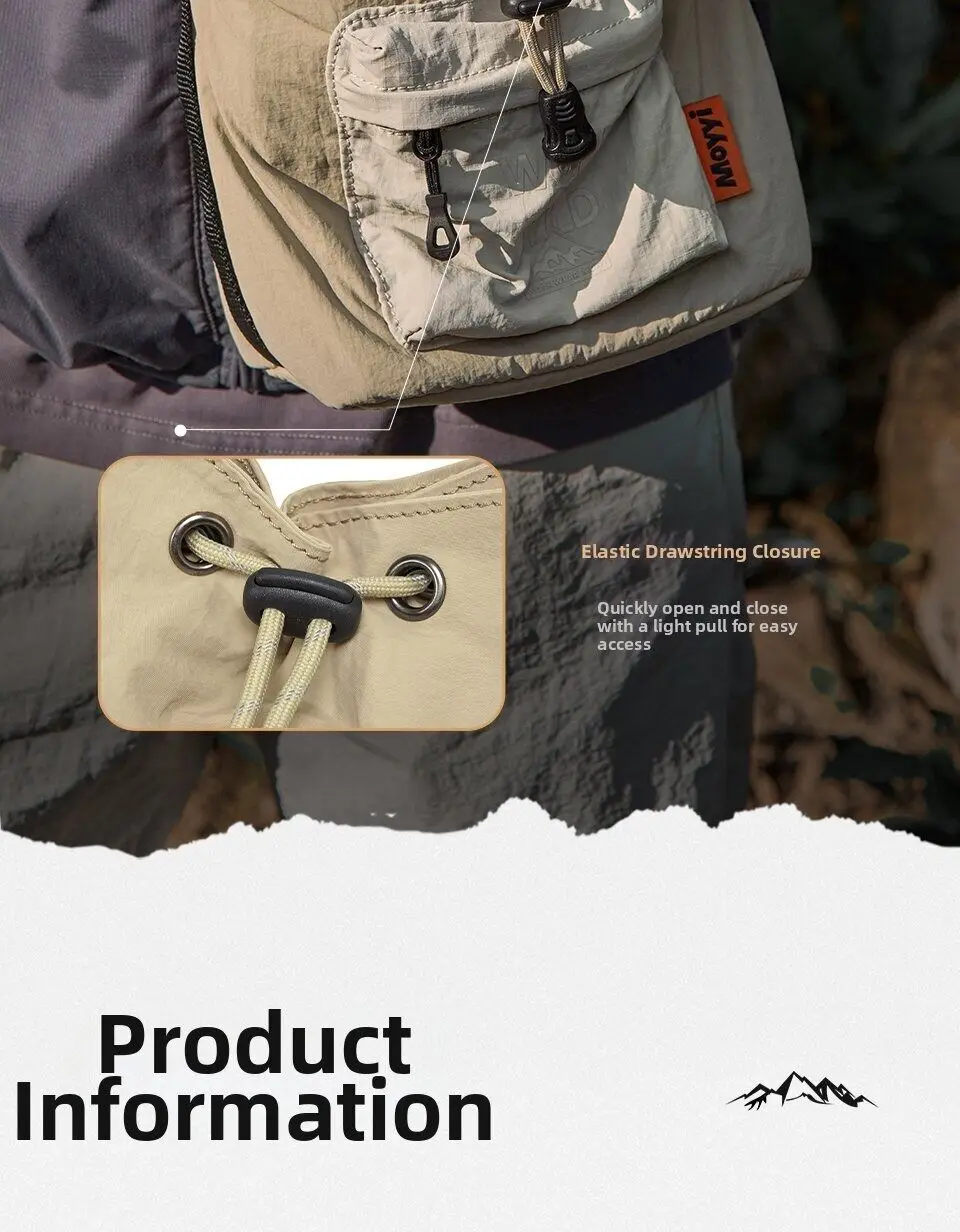 MOYYI Leichte Spiegellose Kameratasche für Outdoor-Wanderungen Lässige Umhängetasche mit Kordelzug und Inneren Flanell-Stofftaschen – Detail 7