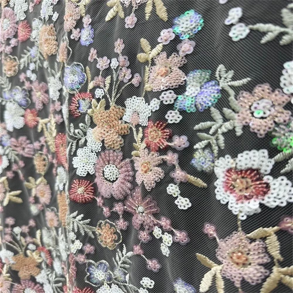 New luxury wedding dress fabric cross-border for brides cheongsam dress sequin fabric lace