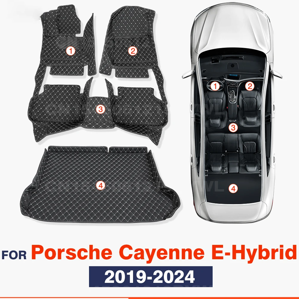 

Для Porsche Cayenne E-Hybrid 2019 2020 2021 2022 2023 2024 автомобильные коврики для багажника автомобиля, подушечки для ног, аксессуары для ковров