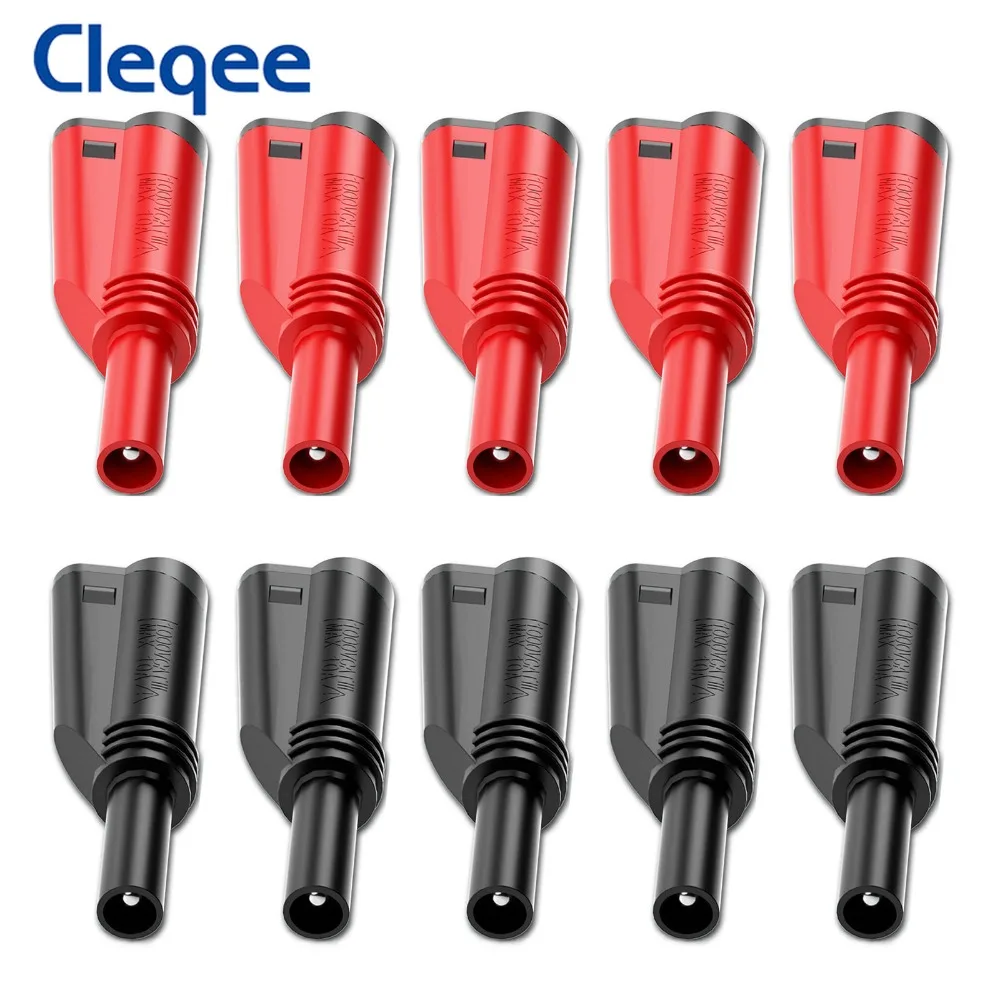 Cleqee p3005 empilhável seguro 4mm plugue banana solda/montagem conector sem soldagem de alta qualidade para multímetro