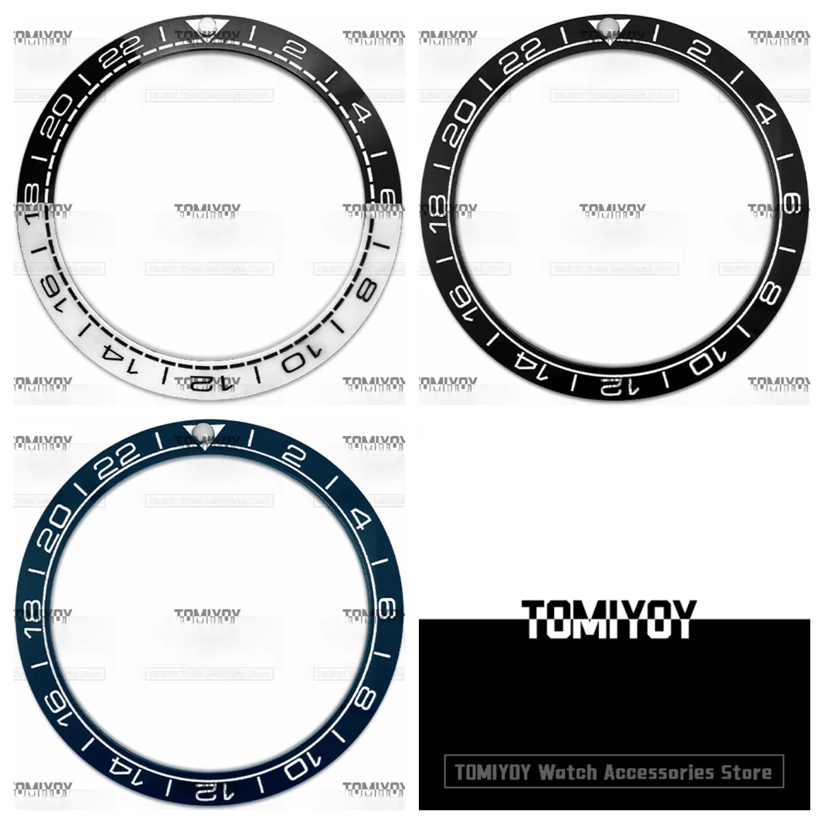 

38MM Silver Black Blue Ceramic Sloped Watch Bezel Insert Fit For SKX Mechanical Wristwatch