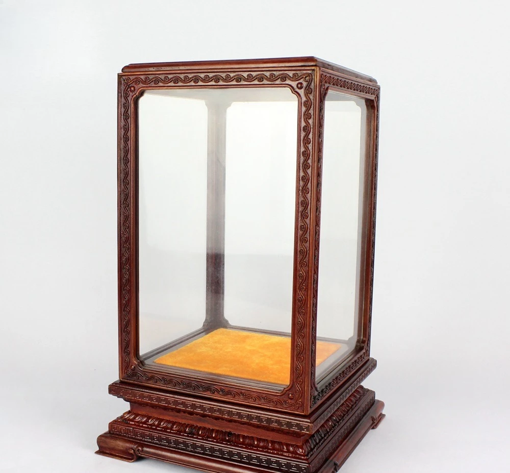 Sauerwood dust cover, mahogany crafts Buddha statue glass cover, display