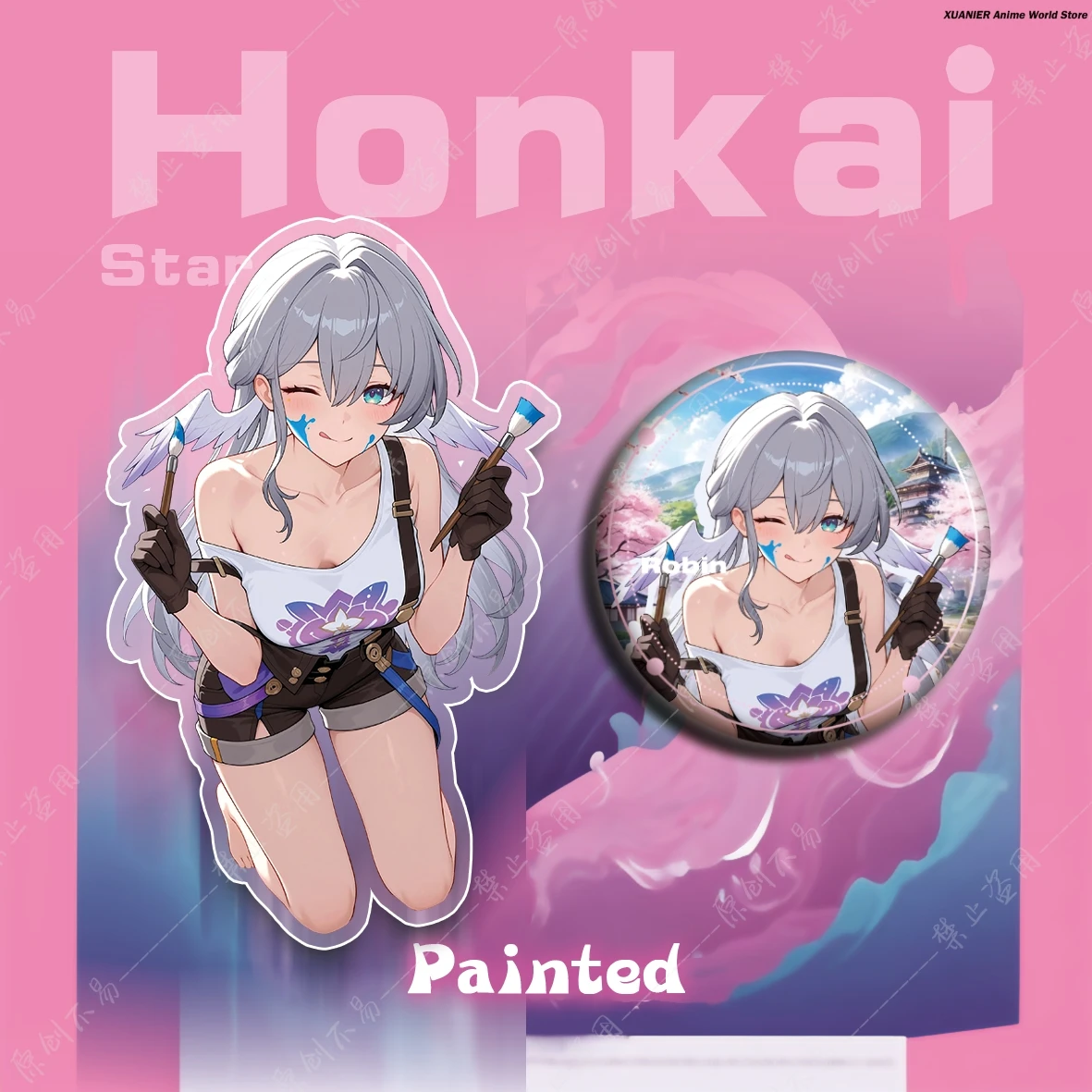 

Аниме акриловая фигурка-подставка, модель Honkai: Star Rail Jingliu Robin, значок, брошь, булавки, украшение для белья, косплей, декор для рабочего стола