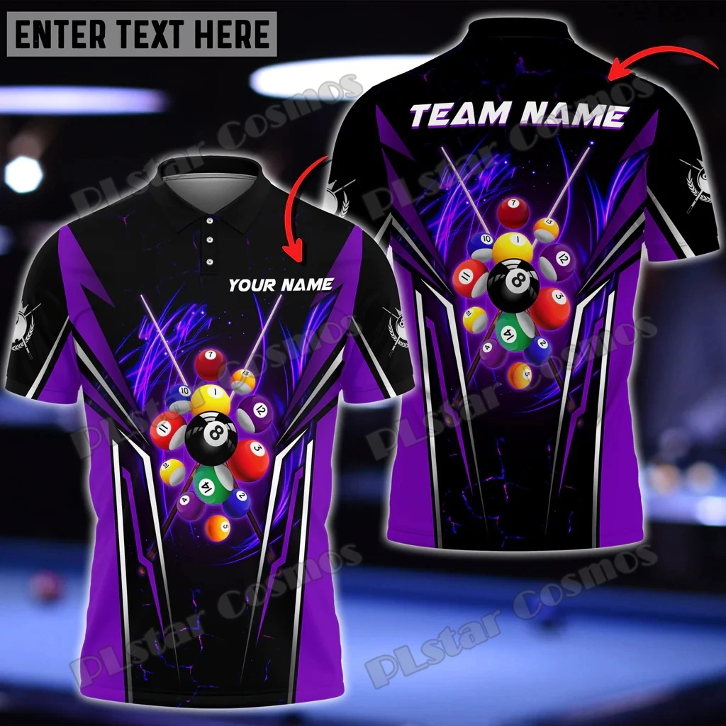 Billiards 8 Ball Personalized Name Multicolor Option 3D Printed Fashion Men's Polo Shirt Summer Unisex Casual Polo shirt WK148