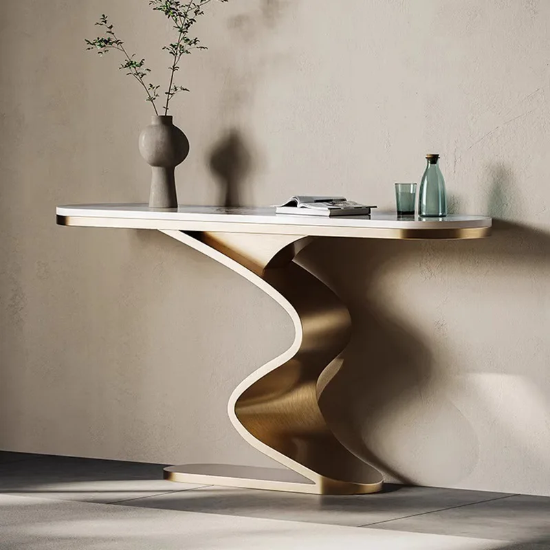 Light luxury stainless steel entrance table New Chinese high-end entrance cabinet Entry end view platform Aisle corridor strip c