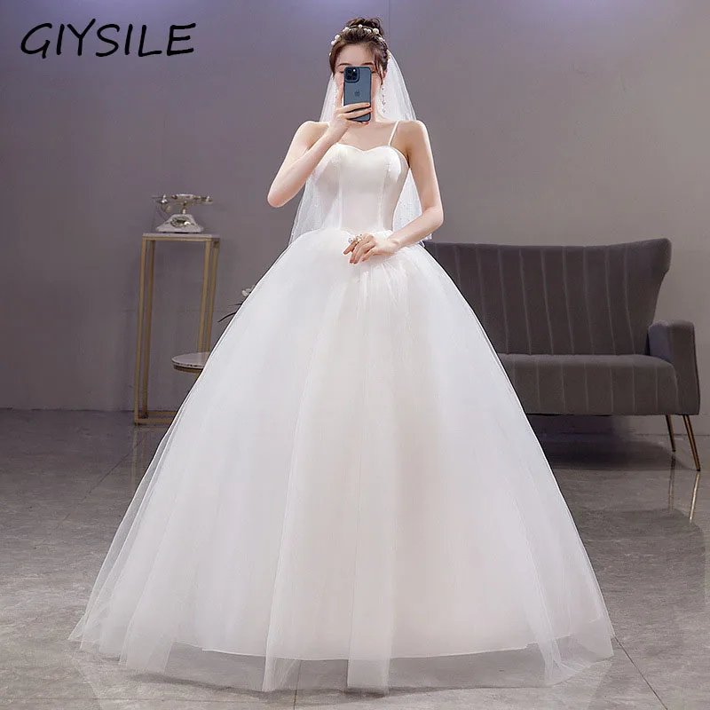 GIYSILE Sling Light Wedding Dress Bride Simple French Princess Dress Dream Elegant White Wedding Evening Dress Wedding Dresses