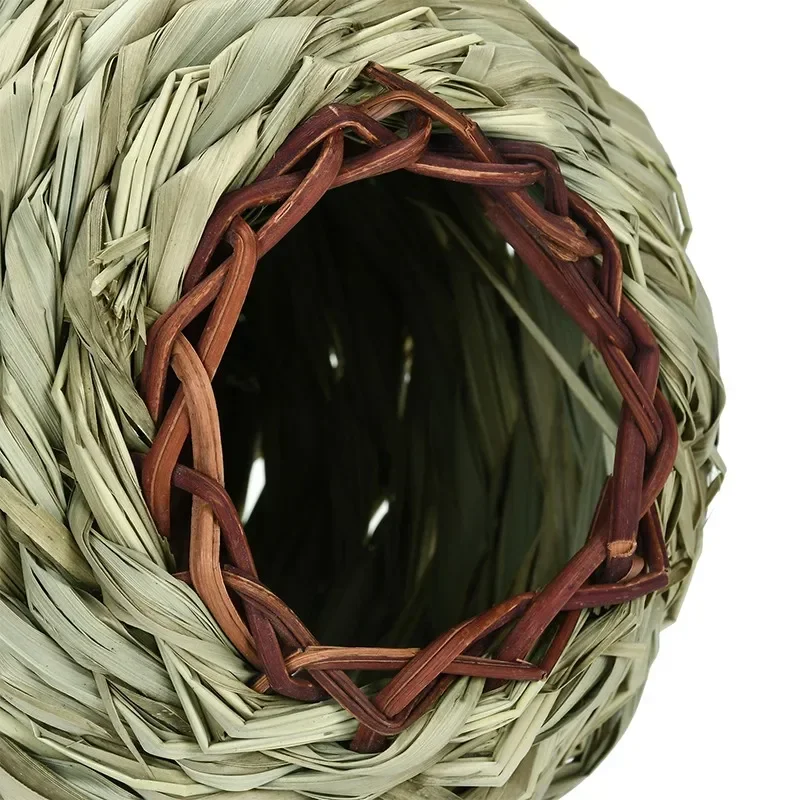 Hand-woven Hummingbird Bird Nest Houses Ball Shape Grass Weaving Hanging Hummingbird Nest House For Outdoor Garden Decor