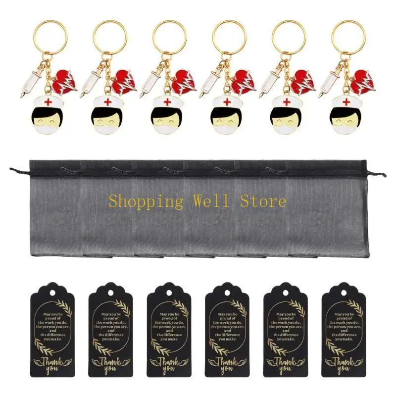 KX4B Nurse Appreciation Gift Set Includes Keychains with Tassels Organza Bags