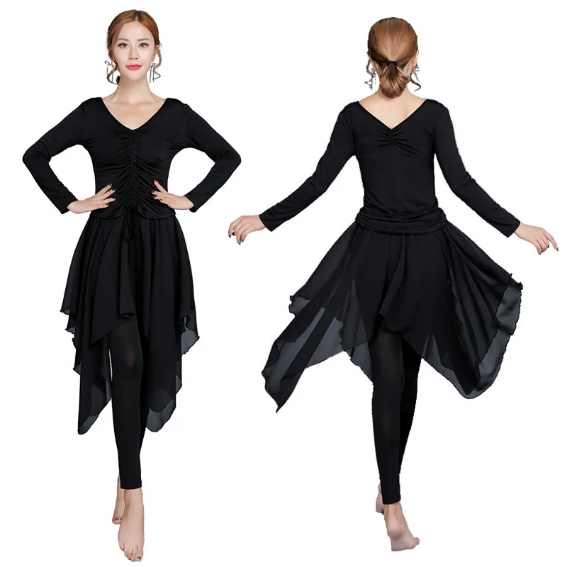 

New Women Dance Practice Suit Latin Training Culottes Skirt Pants And Sexy Tops Lady Modern Ballroom Stage Performance Dress