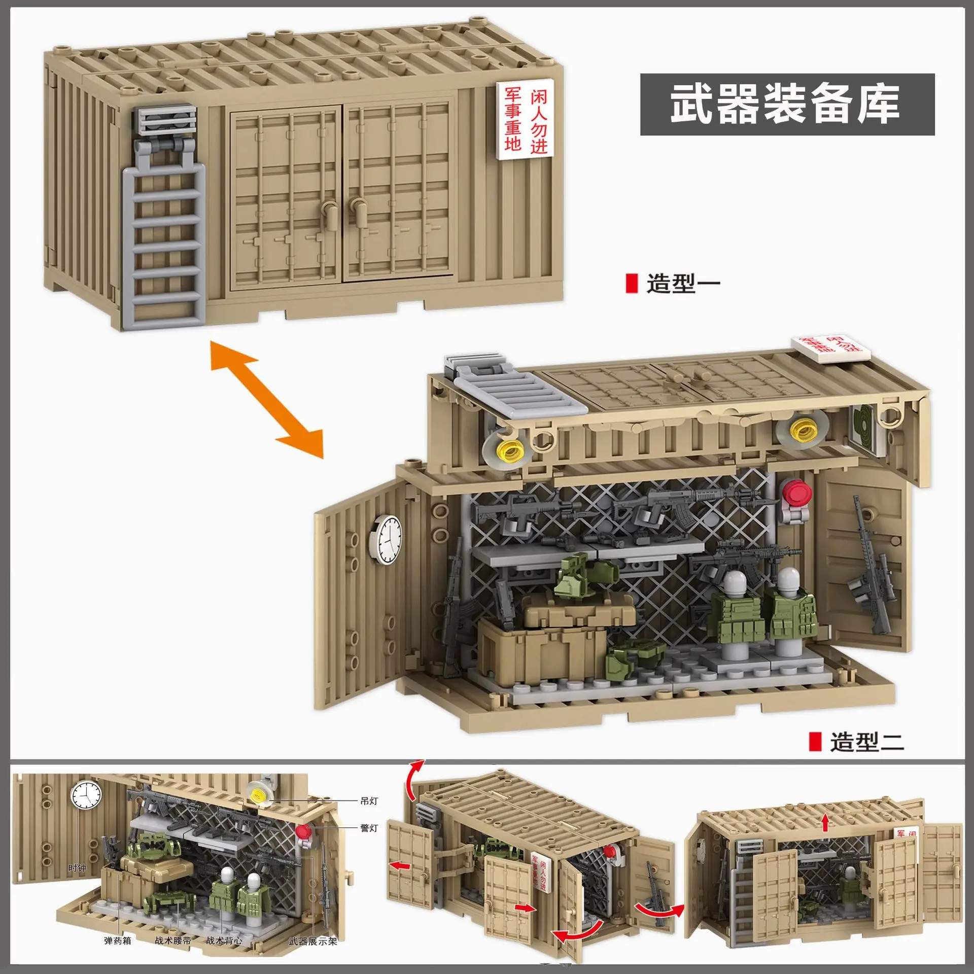 WW2 Military Military Battlefield Blockhouse Model Building BlocksSentry Tower Command Post Bunker Model Children's Toys Gift