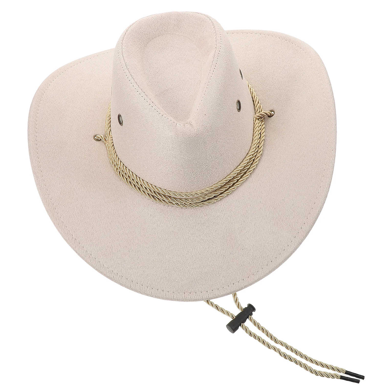

Western Hats for Men Beige Wide Brim Faux Felt Outdoor Hiking Hat Sun Protection Cowboy Riding Unisex Fashion Cap