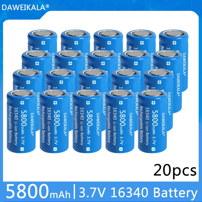 New 3.7V 5800mAh Lithium Li-ion 16340 Battery CR123A Rechargeable Batteries 3.7V CR123 for Laser Pen LED Flashlight Cell