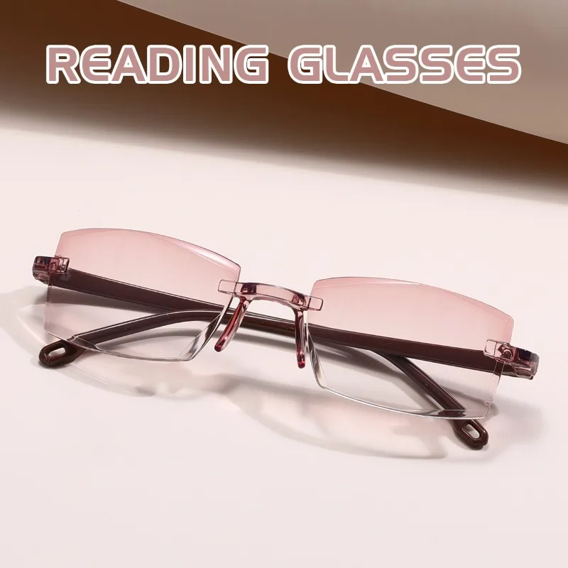 1 Set of Borderless Practical Reading Glasses Ultra Light Frame Design Preferred Glasses for Business People