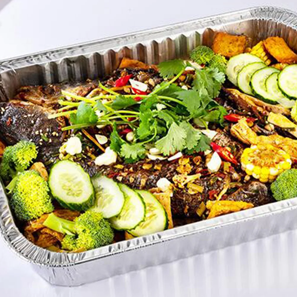 

4pcs Aluminum Foil Tin Pan 3500Ml Disposable Food Container Bbq Tray Roaster Pans For Baking Barbecue Party Picnic Outdoor