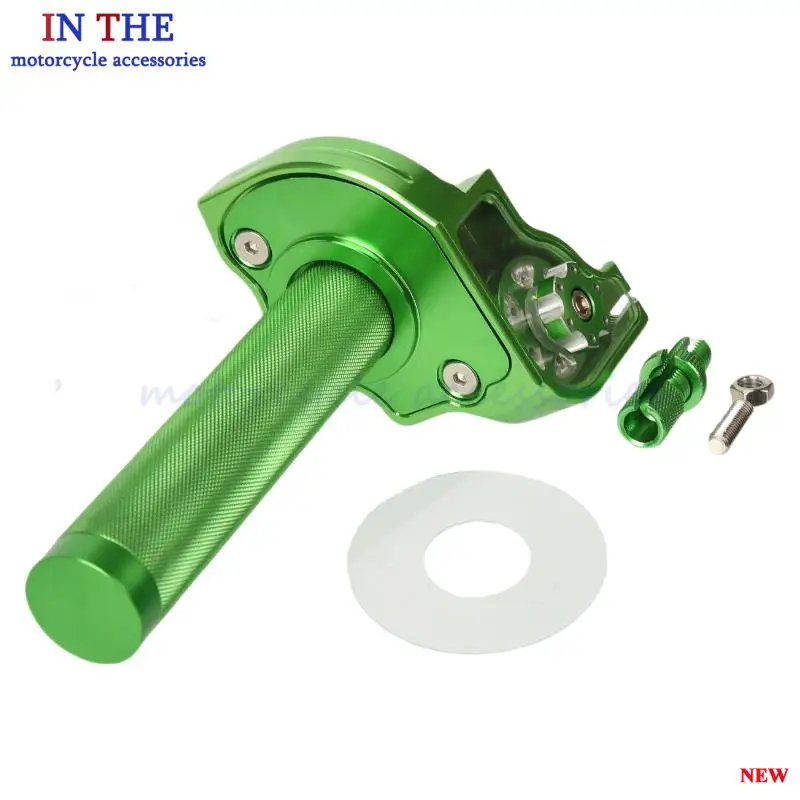 Green Off-Road Motorcycle Universal Twist Throttle for CQR/CRF – CNC Detachable Structure Visible Grip Boosted Riding Control