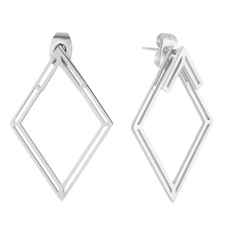 Fashionable Stainless Steel Diamonds Earrings Adornment for Trendy Outfits