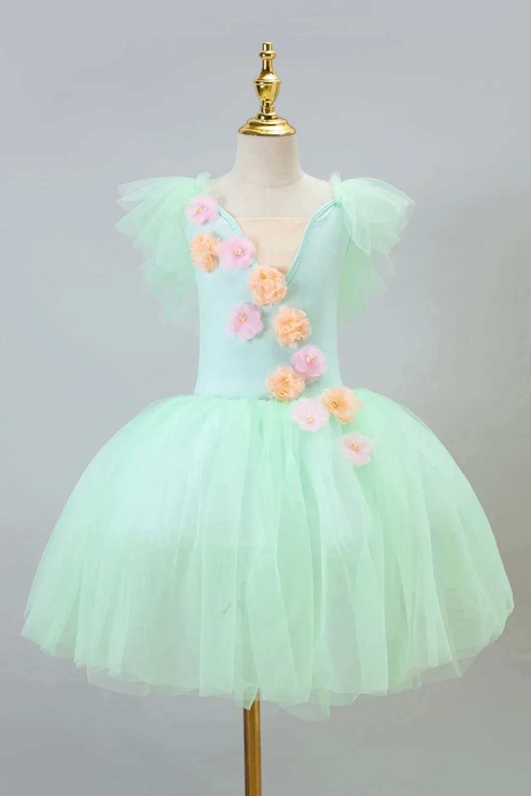 

Женский балетный костюм, балетное танцевальное платье, юбки-пачки для девочек, фатиновая танцевальная одежда, зеленая длинная романтическая балетная пачка для девочек