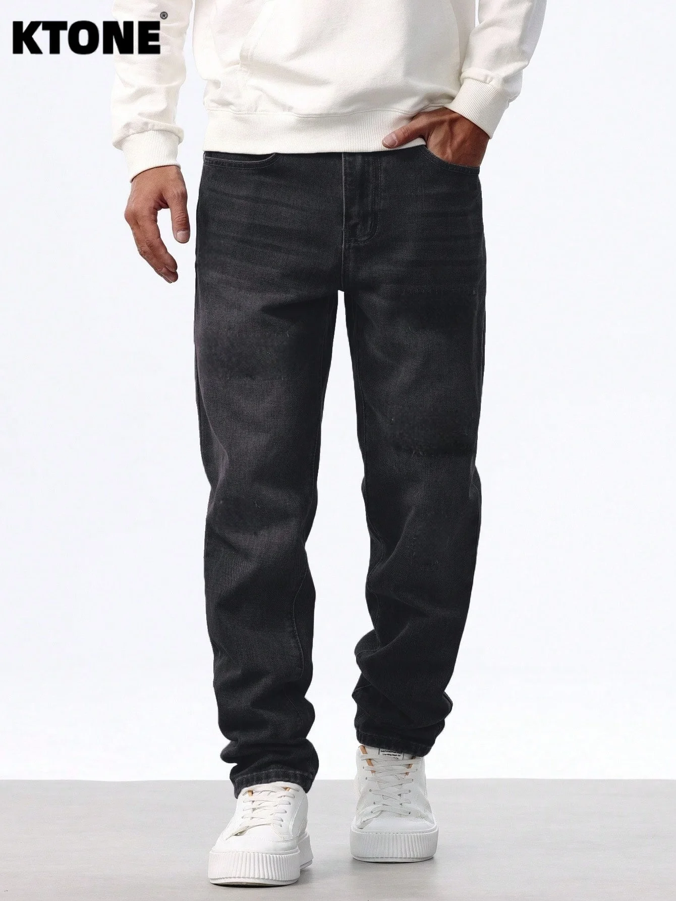 Men's Slim Jeans Drip Light Retro Original Version. No accessories or belts included.