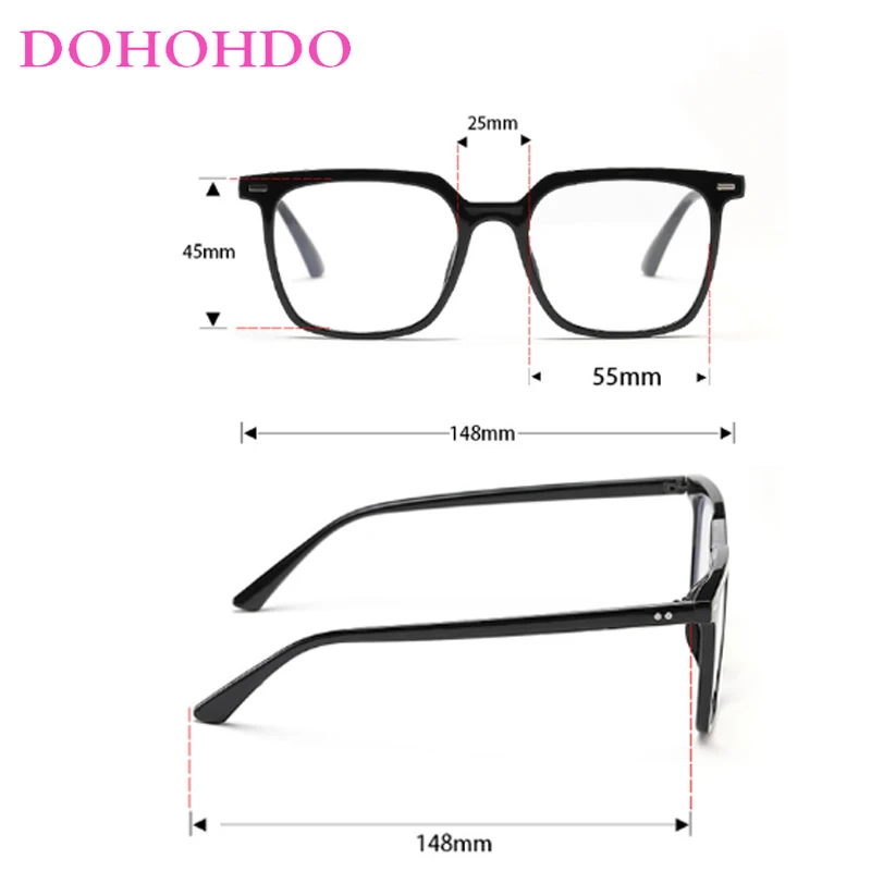 DOHOHDO New Blue Light Square Women Eyeglasses Men Anti Radiation Glasses Retro Trend Male Spectacle Frame Eyewear Glasses UV400