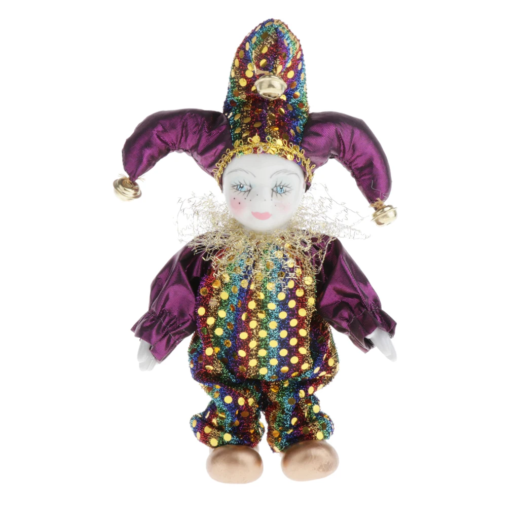 Funny Clown Porcelain Doll Souvenirs Collection Ornaments for Office,