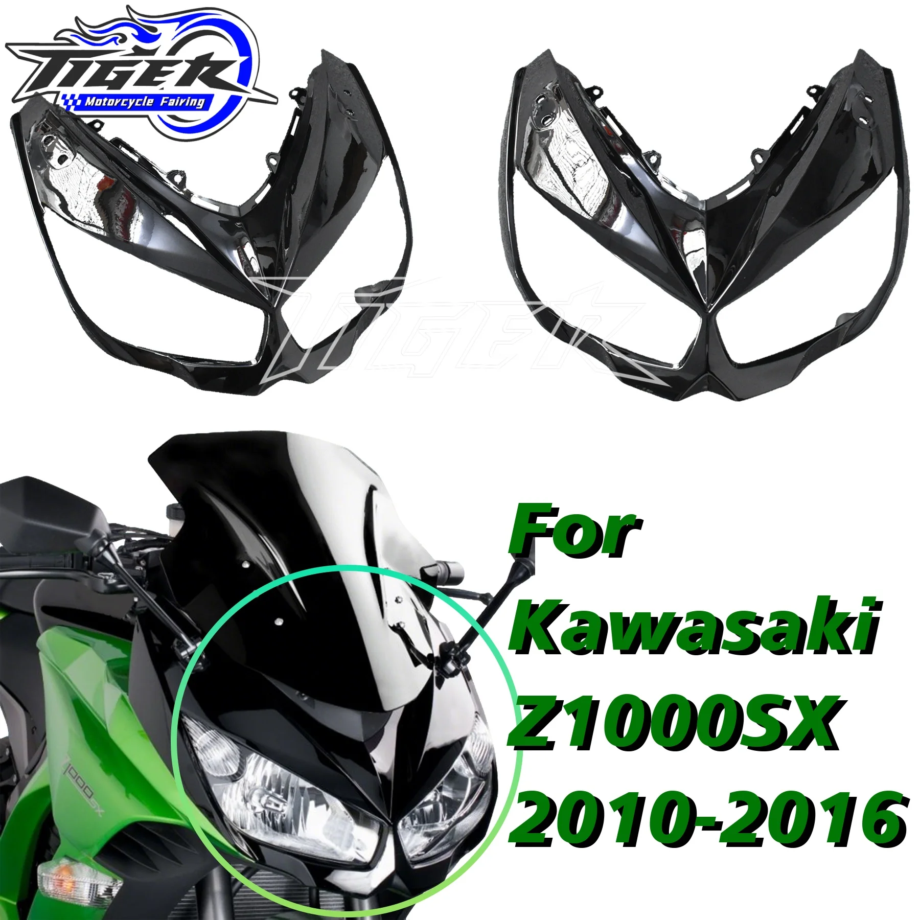 

Fit For KAWASAKI Z1000 ER1000 ZX100SX 2010 2011 2012-2016 Front Headlight Cover ABS Plastic Motorcycle Fairing Kit Cowl