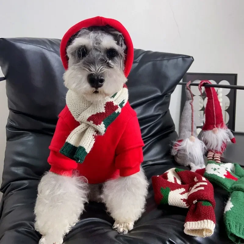 Dog Apparel Accessories Scarf Adult And Pet Christmas Scarves Decorations Autumn And Winter Pet Clothing Cat Color Blocking Knit