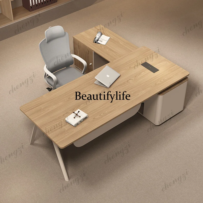 Strong Big White Executive Office Desk Manager Brown Drawers Standing Office Desks Modern Large Mesa Escriotorio Furniture